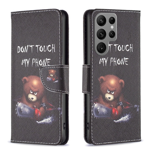 Samsung Galaxy S24 Ultra 5G Colored Drawing Pattern Leather Phone Case - Bear