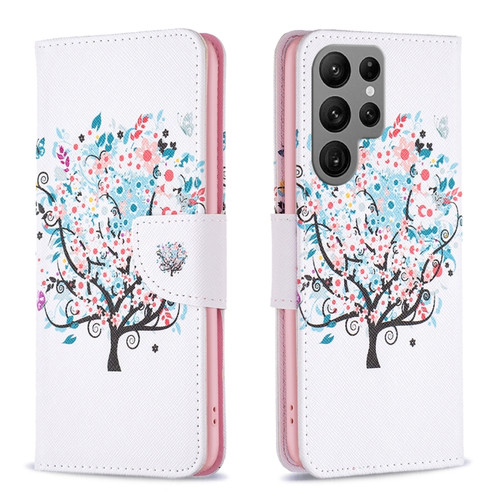 Samsung Galaxy S24 Ultra 5G Colored Drawing Pattern Leather Phone Case - Tree