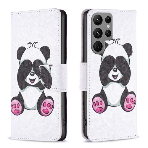 Samsung Galaxy S24 Ultra 5G Colored Drawing Pattern Leather Phone Case - Panda