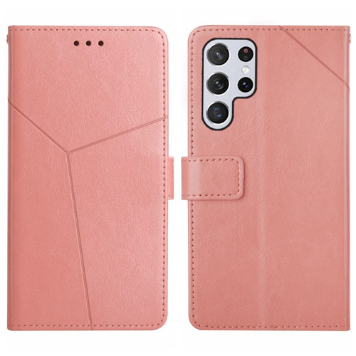 Samsung Galaxy S24 Ultra 5G Y-shaped Pattern Flip Leather Phone Case - Pink