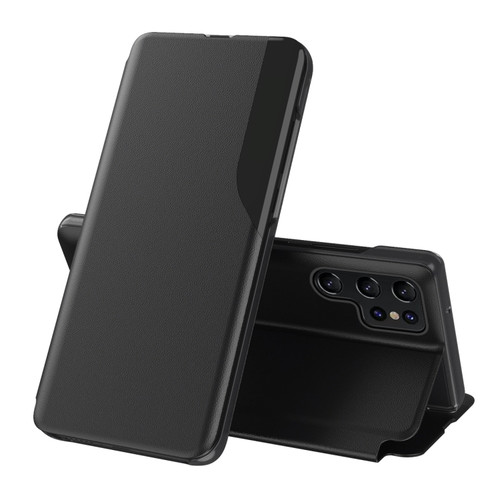 Samsung Galaxy S24 Ultra 5G Attraction Flip Holder Leather Phone Case - Black