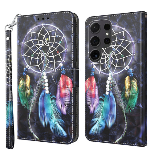 Samsung Galaxy S24 Ultra 5G 3D Painted Leather Phone Case - Colorful Dreamcatcher