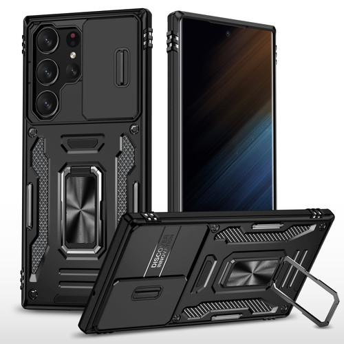 Samsung Galaxy S24 Ultra 5G Armor PC + TPU Camera Shield Phone Case - Black