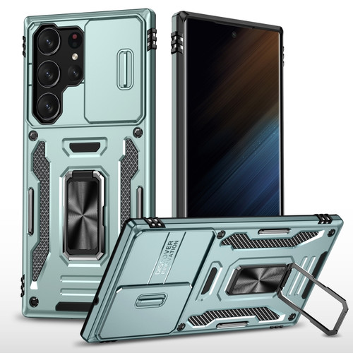 Samsung Galaxy S24 Ultra 5G Armor PC + TPU Camera Shield Phone Case - Alpine Green