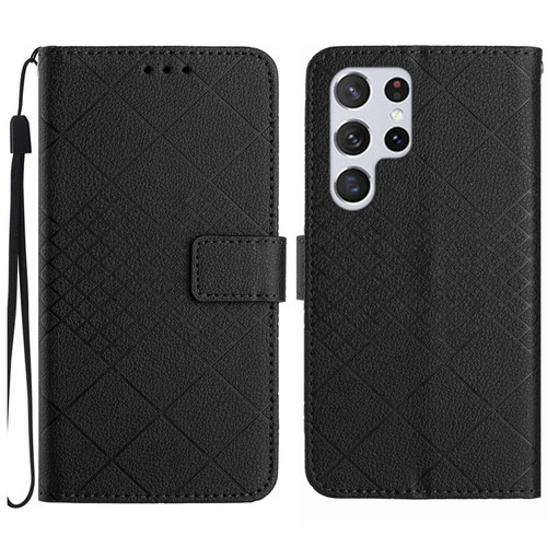 Samsung Galaxy S24 Ultra 5G Rhombic Grid Texture Leather Phone Case - Black