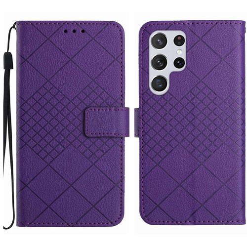 Samsung Galaxy S24 Ultra 5G Rhombic Grid Texture Leather Phone Case - Purple