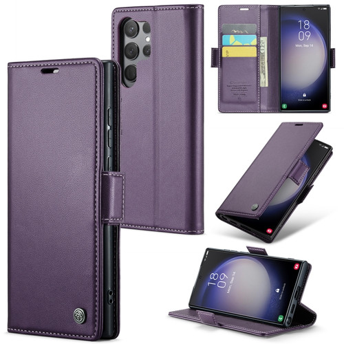 Samsung Galaxy S24 Ultra CaseMe 023 Butterfly Buckle Litchi Texture RFID Anti-theft Leather Phone Case - Pearly Purple