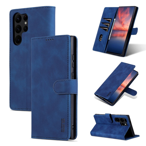 Samsung Galaxy S24 Ultra 5G AZNS Skin Feel Calf Texture Flip Leather Phone Case - Blue