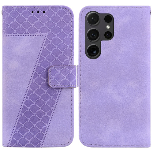 Samsung Galaxy S24 Ultra 5G 7-shaped Embossed Leather Phone Case - Purple