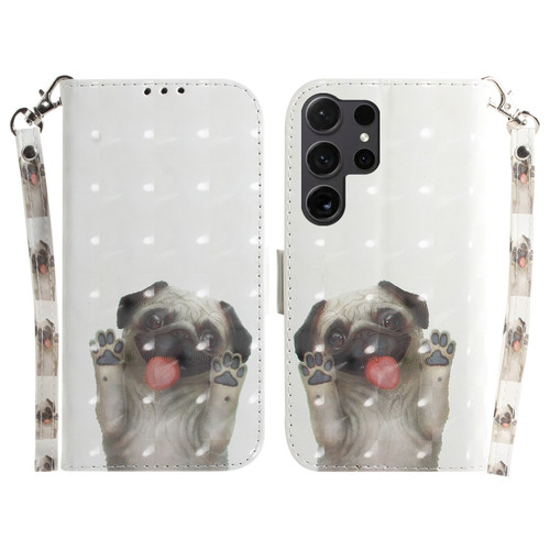 Samsung Galaxy S24 Ultra 5G 3D Colored Horizontal Flip Leather Phone Case - Pug