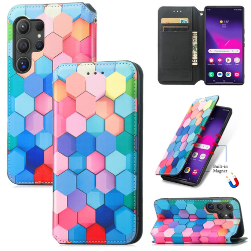 Samsung Galaxy S24 Ultra 5G CaseNeo Colorful Magnetic Leather Phone Case - Colorful Cube