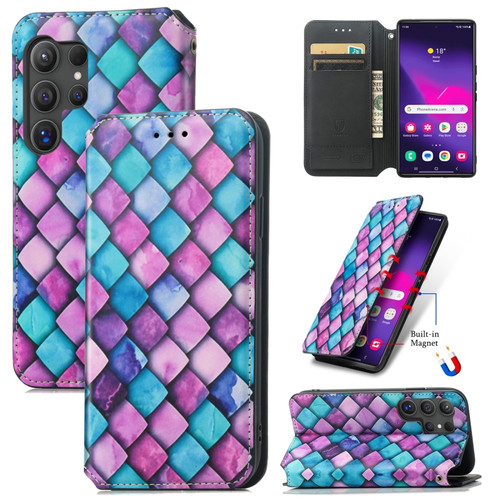 Samsung Galaxy S24 Ultra 5G CaseNeo Colorful Magnetic Leather Phone Case - Purple Scales