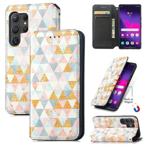 Samsung Galaxy S24 Ultra 5G CaseNeo Colorful Magnetic Leather Phone Case - Rhombus