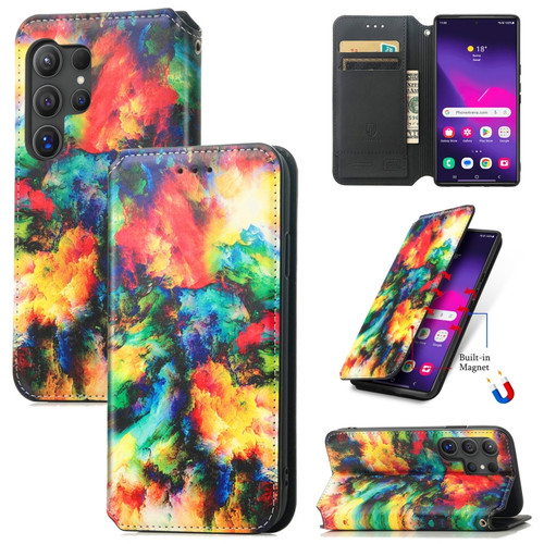Samsung Galaxy S24 Ultra 5G CaseNeo Colorful Magnetic Leather Phone Case - Colorful Cloud