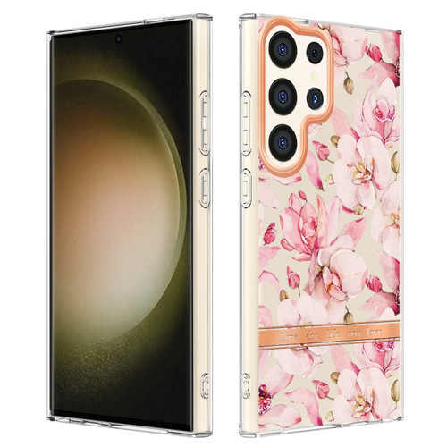 Samsung Galaxy S24 Ultra 5G Flowers and Plants Series IMD TPU Phone Case - Pink Gardenia