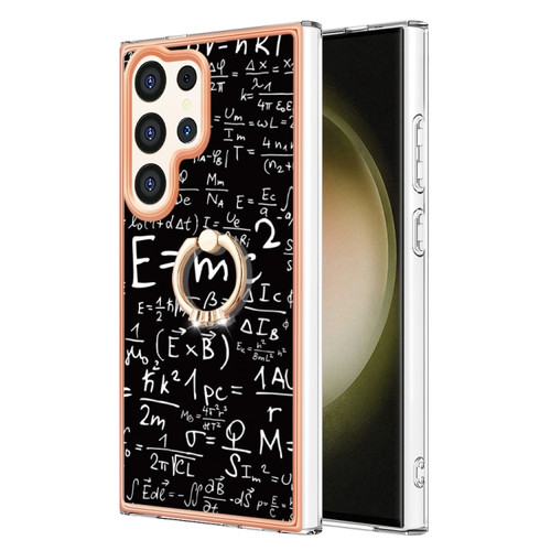 Samsung Galaxy S24 Ultra 5G Electroplating Dual-side IMD Phone Case with Ring Holder - Equation