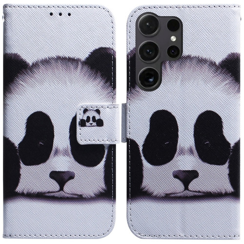 Samsung Galaxy S24 Ultra 5G Coloured Drawing Flip Leather Phone Case - Panda