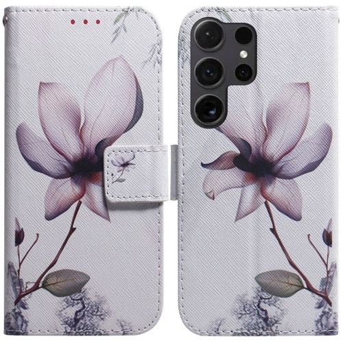 Samsung Galaxy S24 Ultra 5G Coloured Drawing Flip Leather Phone Case - Magnolia