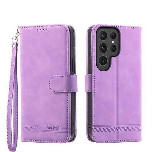 Samsung Galaxy S24 Ultra 5G Dierfeng Dream Line TPU + PU Leather Phone Case - Purple