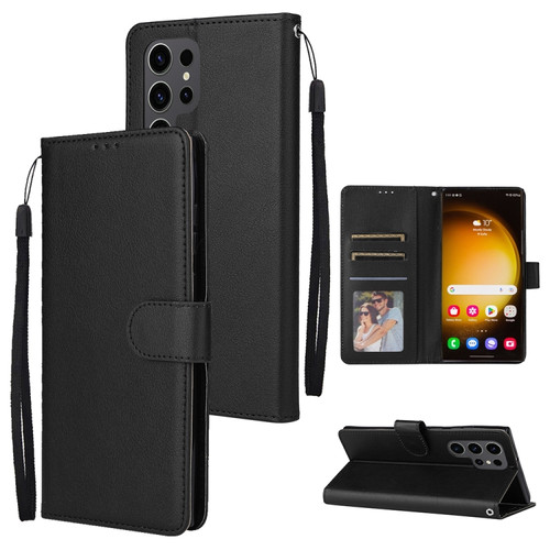 Samsung Galaxy S24 Ultra 5G Multifunctional Horizontal Flip Leather Phone Case with Three Card Slot - Black