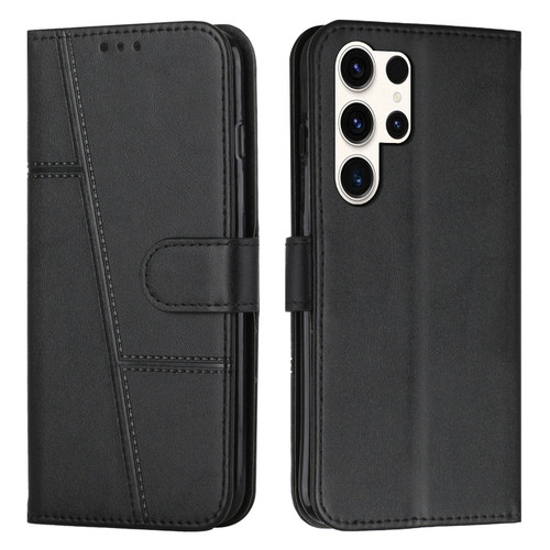 ForSamsung Galaxy S24 Ultra Stitching Calf Texture Buckle Leather Phone Case - Black