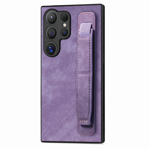 Samsung Galaxy S24 Ultra 5G Retro Wristband Holder Leather Back Phone Case - Purple