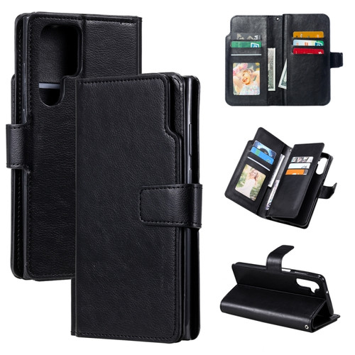 Samsung Galaxy S24 Ultra 5G Tri-Fold 9-Card Wallets Leather Phone Case - Black