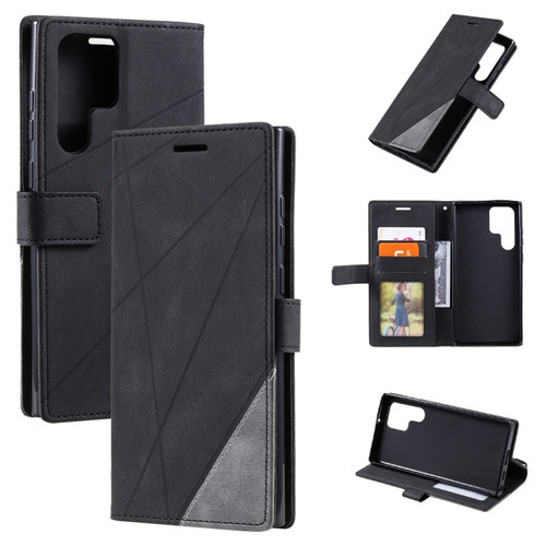 Samsung Galaxy S24 Ultra 5G Skin Feel Splicing Horizontal Flip Leather Phone Case - Black