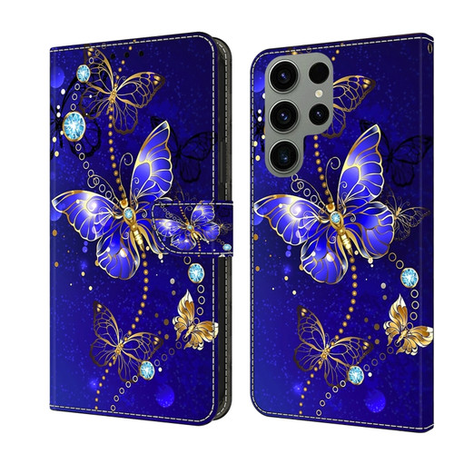 Samsung Galaxy S24 Ultra 5G Crystal 3D Shockproof Protective Leather Phone Case - Diamond Butterfly
