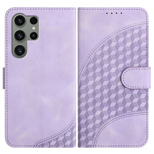 Samsung Galaxy S24 Ultra 5G YX0060 Elephant Head Embossed Phone Leather Case with Lanyard - Light Purple