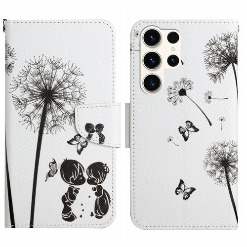 Samsung Galaxy S24 Ultra 5G Colored Drawing Pattern Leather Phone Case - Dandelion