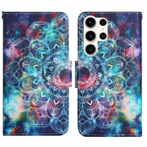 Samsung Galaxy S24 Ultra 5G Colored Drawing Pattern Leather Phone Case - Star Mandala