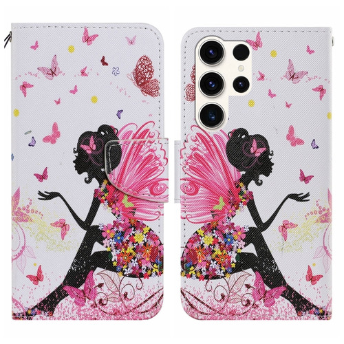Samsung Galaxy S24 Ultra 5G Colored Drawing Pattern Leather Phone Case - Dancing Girl