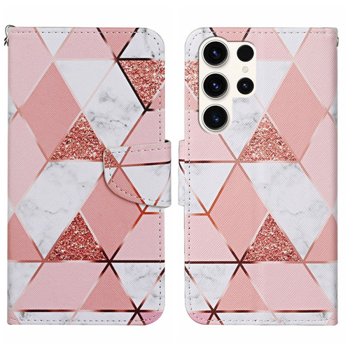 Samsung Galaxy S24 Ultra 5G Colored Drawing Pattern Leather Phone Case - Marble
