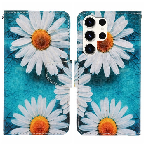 Samsung Galaxy S24 Ultra 5G Colored Drawing Pattern Leather Phone Case - Daisy