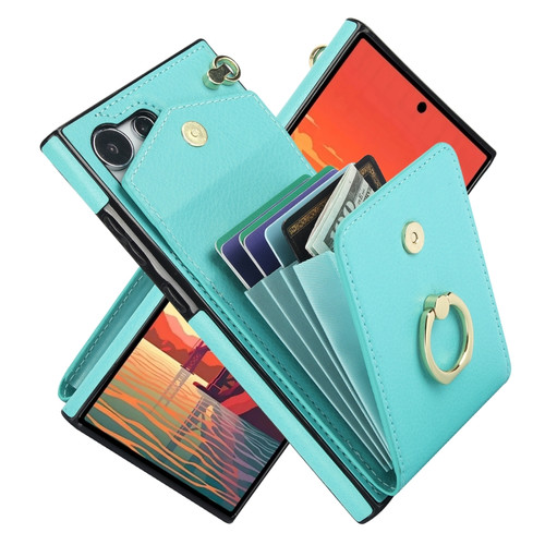 Samsung Galaxy S24 Ultra 5G Ring Holder RFID Card Slot Phone Case - Mint Green