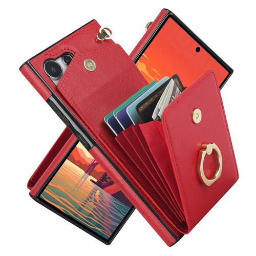 Samsung Galaxy S24 Ultra 5G Ring Holder RFID Card Slot Phone Case - Red