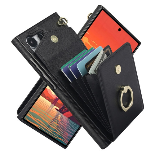 Samsung Galaxy S24 Ultra 5G Ring Holder RFID Card Slot Phone Case - Black