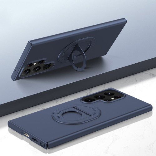 Samsung Galaxy S24 Ultra 5G Magsafe Hidden Fold Holder Full Coverage Shockproof Phone Case - Blue