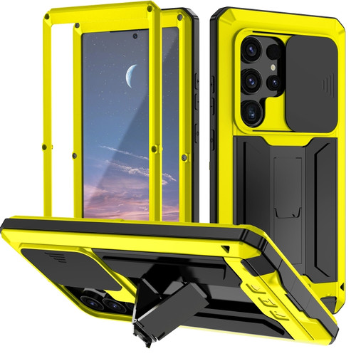 Samsung Galaxy S24 Ultra 5G R-JUST Sliding Camera Life Waterproof Holder Phone Case - Yellow