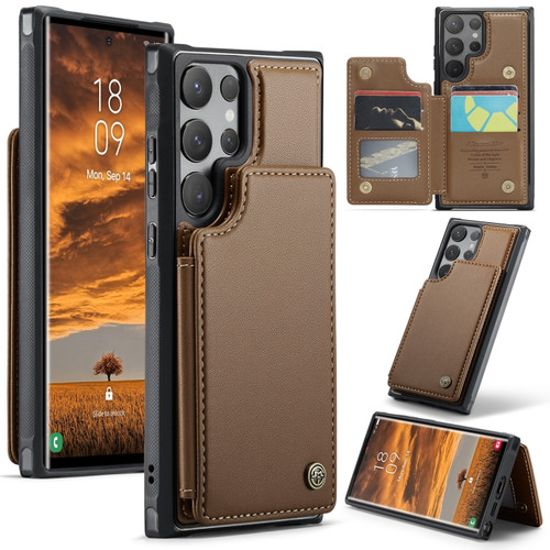 Samsung Galaxy S24 Ultra 5G CaseMe C22 PC+TPU Business Style RFID Anti-theft Leather Phone Case - Brown