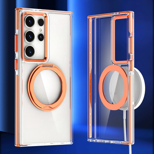 Samsung Galaxy S24 Ultra 5G Magnetic 360 Degree Rotating Holder Phone Case - Orange