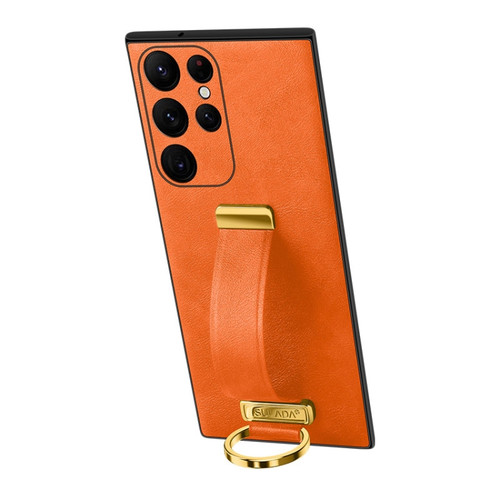 Samsung Galaxy S24 Ultra 5G SULADA PC + Leather Texture Skin Feel Shockproof Phone Case - Orange