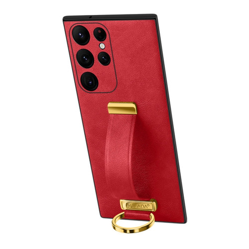 Samsung Galaxy S24 Ultra 5G SULADA PC + Leather Texture Skin Feel Shockproof Phone Case - Red