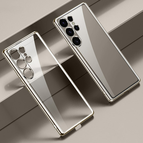 Samsung Galaxy S24 Ultra 5G SULADA Electroplating TPU Transparent Phone Case - Grey