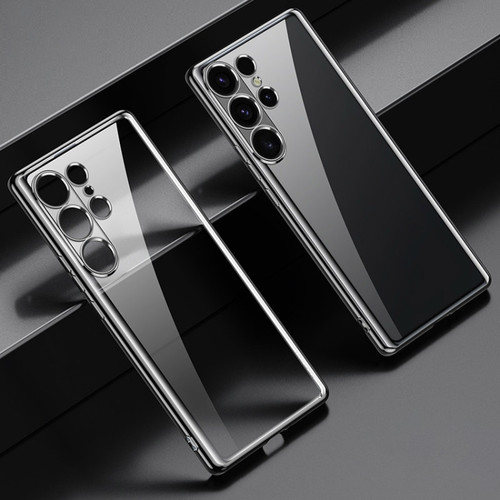 Samsung Galaxy S24 Ultra 5G SULADA Electroplating TPU Transparent Phone Case - Black
