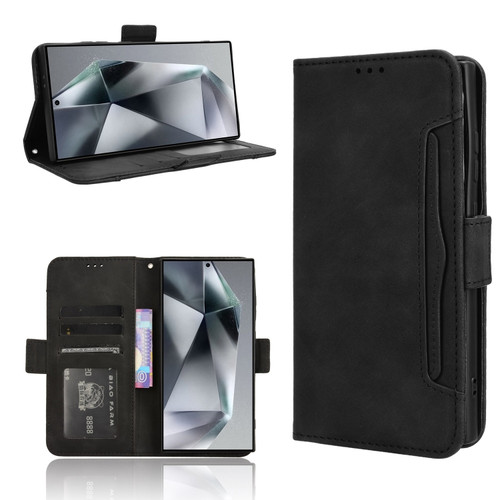 Samsung Galaxy S24 Ultra 5G Skin Feel Calf Texture Card Slots Leather Phone Case - Black