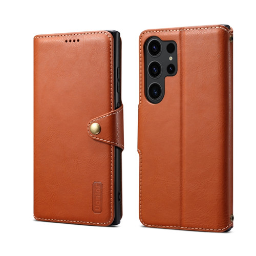 Samsung Galaxy S24 Ultra 5G Denior Cowhide Texture Wallet Style Leather Phone Case - Brown