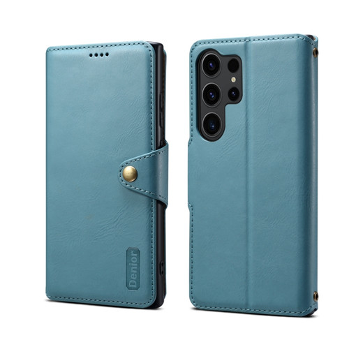 Samsung Galaxy S24 Ultra 5G Denior Cowhide Texture Wallet Style Leather Phone Case - Blue