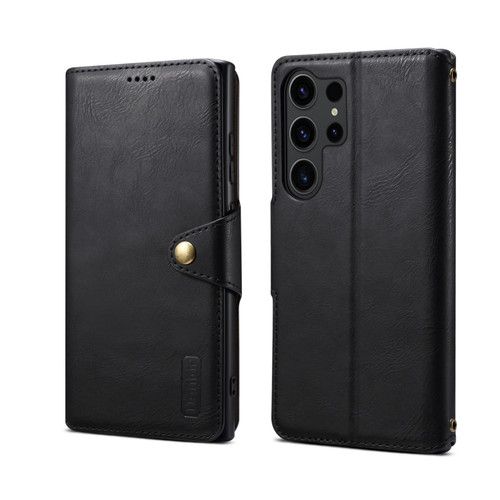 Samsung Galaxy S24 Ultra 5G Denior Cowhide Texture Wallet Style Leather Phone Case - Black